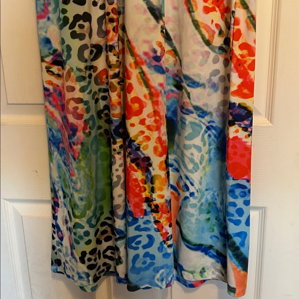 Venus halter multi-colored abstract animal print Maxi Dress Size Medium - Picture 6 of 7